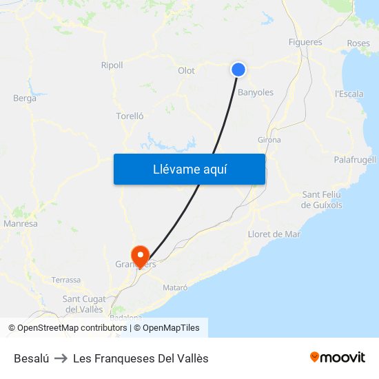 Besalú to Les Franqueses Del Vallès map