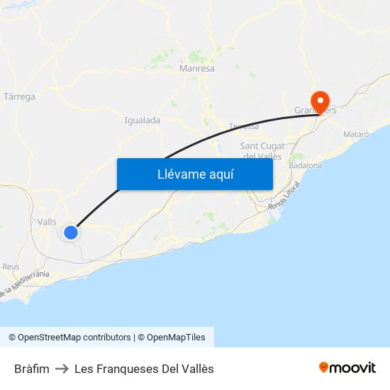 Bràfim to Les Franqueses Del Vallès map