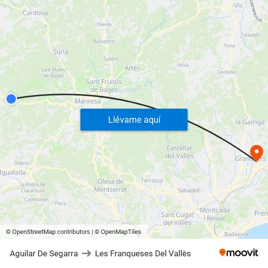 Aguilar De Segarra to Les Franqueses Del Vallès map