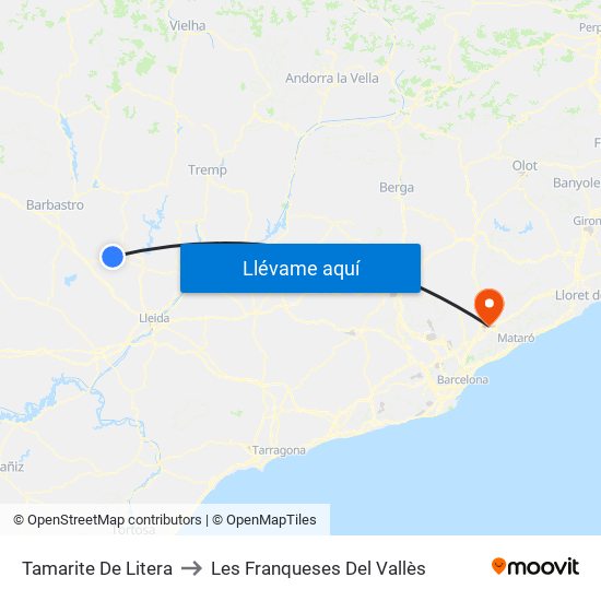 Tamarite De Litera to Les Franqueses Del Vallès map