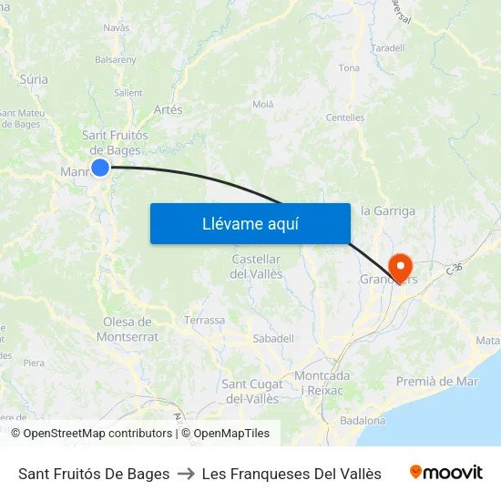 Sant Fruitós De Bages to Les Franqueses Del Vallès map