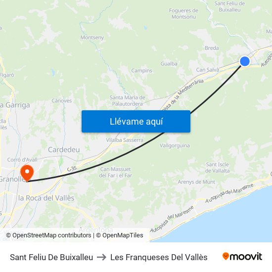 Sant Feliu De Buixalleu to Les Franqueses Del Vallès map