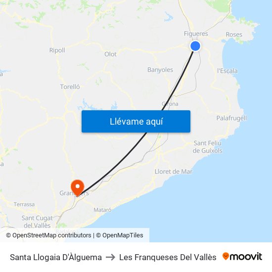 Santa Llogaia D'Àlguema to Les Franqueses Del Vallès map