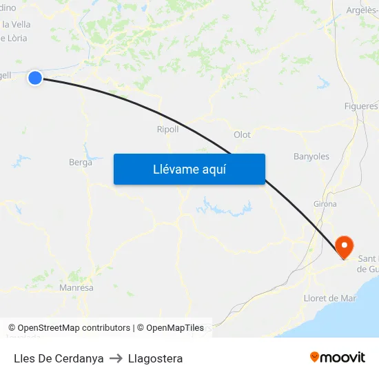 Lles De Cerdanya to Llagostera map
