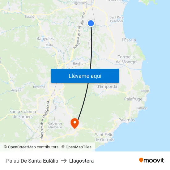 Palau De Santa Eulàlia to Llagostera map