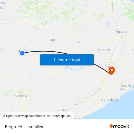 Berga to Llambilles map