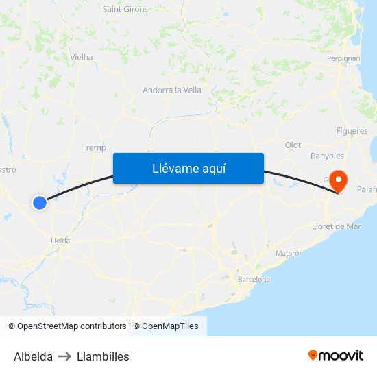 Albelda to Llambilles map