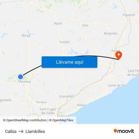 Callús to Llambilles map
