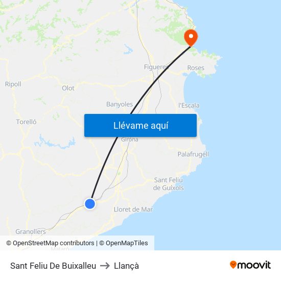 Sant Feliu De Buixalleu to Llançà map