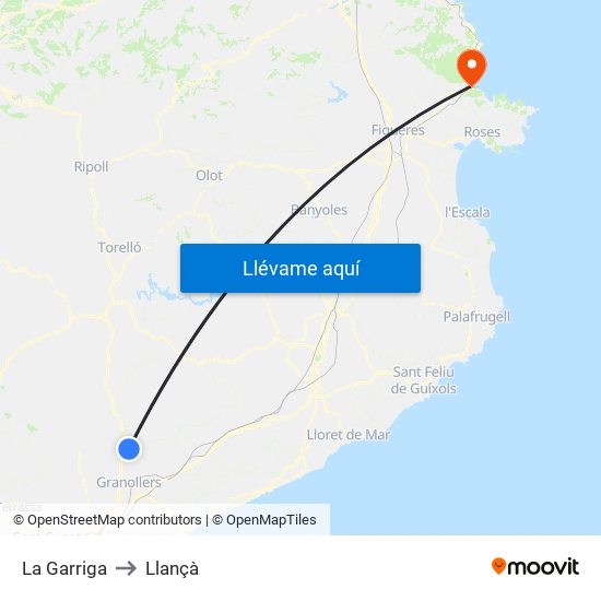 La Garriga to Llançà map