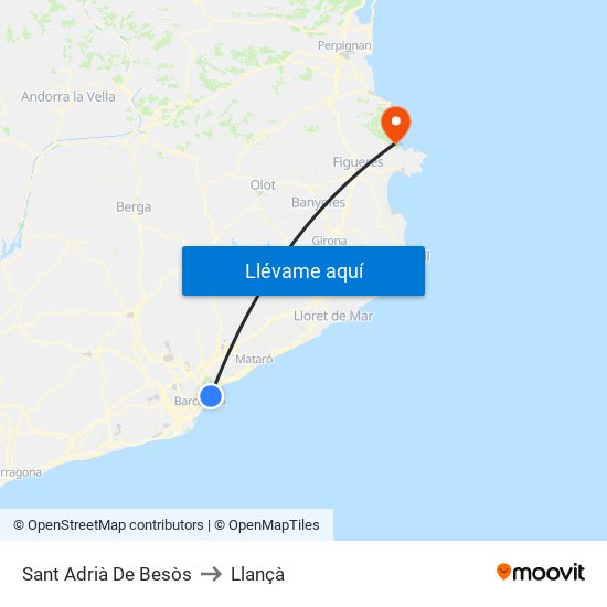 Sant Adrià De Besòs to Llançà map
