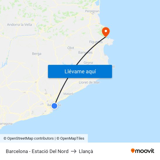 Barcelona - Estació Del Nord to Llançà map