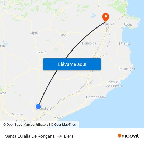 Santa Eulàlia De Ronçana to Llers map