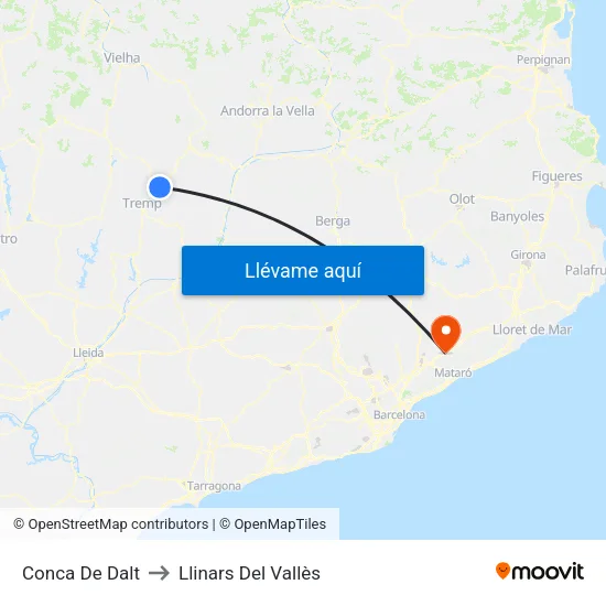 Conca De Dalt to Llinars Del Vallès map