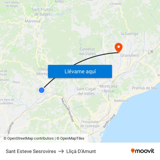 Sant Esteve Sesrovires to Lliçà D'Amunt map
