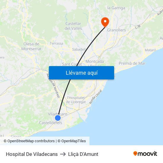 Hospital De Viladecans to Lliçà D'Amunt map