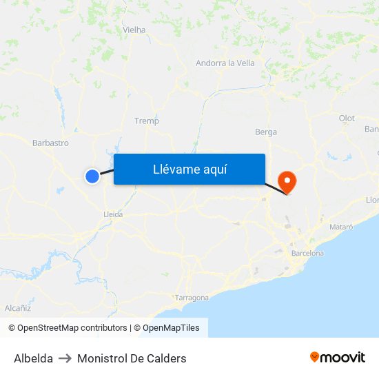 Albelda to Monistrol De Calders map