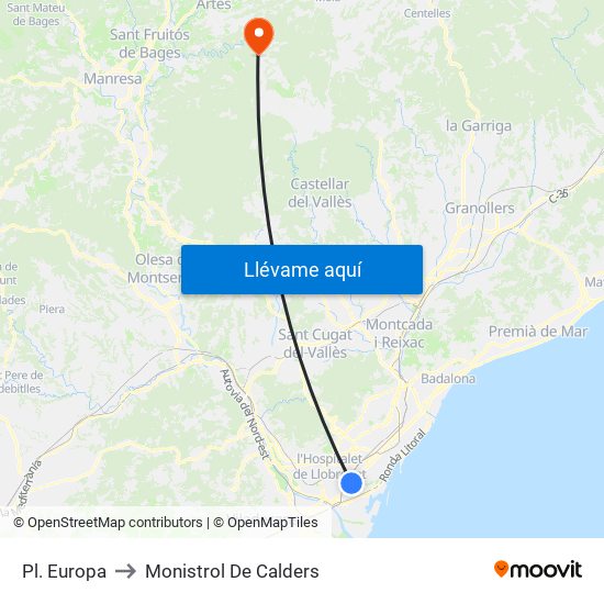 Pl. Europa to Monistrol De Calders map