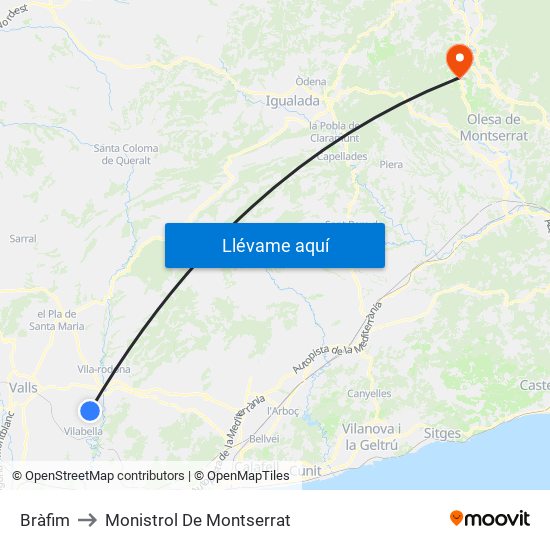 Bràfim to Monistrol De Montserrat map