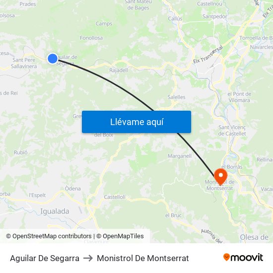 Aguilar De Segarra to Monistrol De Montserrat map