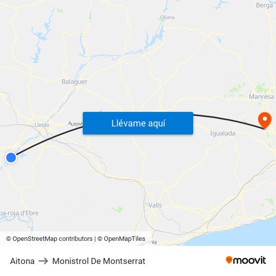 Aitona to Monistrol De Montserrat map