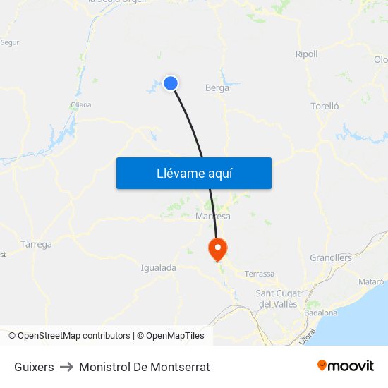 Guixers to Monistrol De Montserrat map