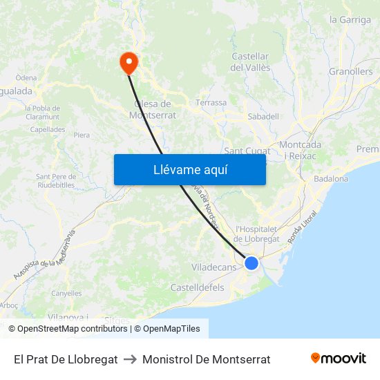 El Prat De Llobregat to Monistrol De Montserrat map