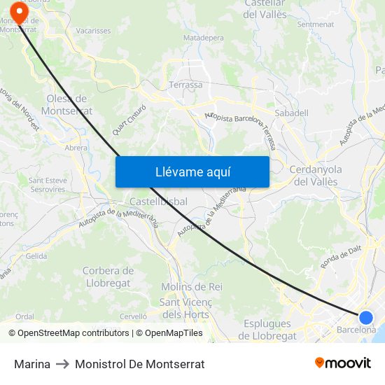 Marina to Monistrol De Montserrat map