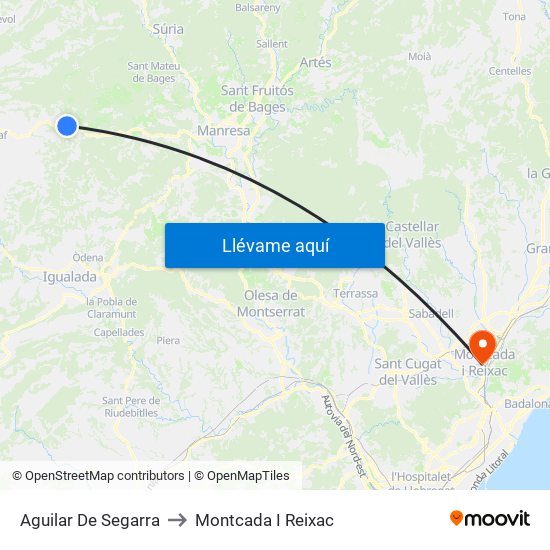Aguilar De Segarra to Montcada I Reixac map