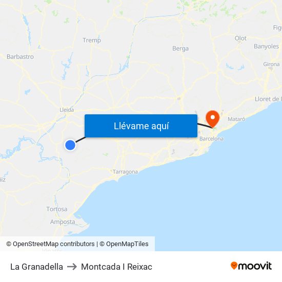 La Granadella to Montcada I Reixac map