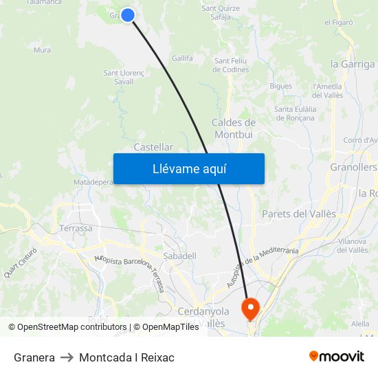 Granera to Montcada I Reixac map