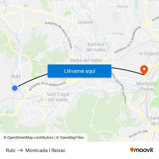 Rubí to Montcada I Reixac map