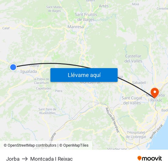 Jorba to Montcada I Reixac map