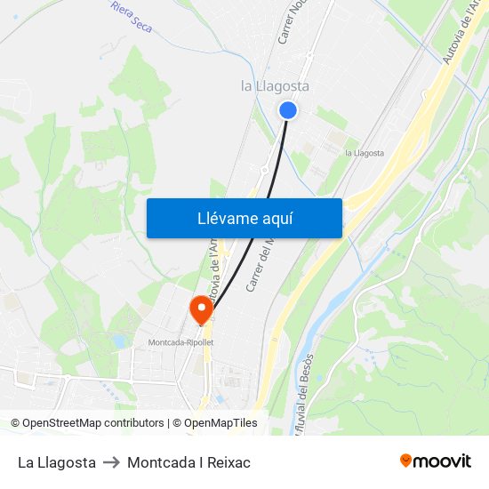 La Llagosta to Montcada I Reixac map