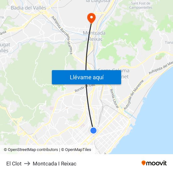 El Clot to Montcada I Reixac map