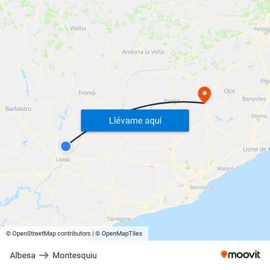Albesa to Montesquiu map