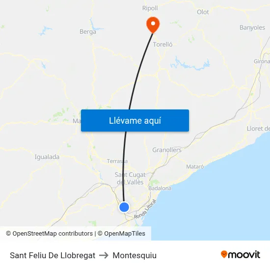 Sant Feliu De Llobregat to Montesquiu map