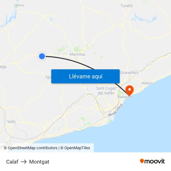 Calaf to Montgat map