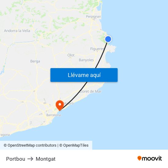 Portbou to Montgat map