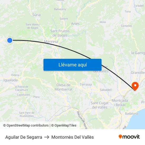 Aguilar De Segarra to Montornès Del Vallès map