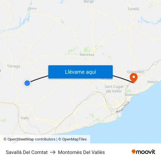 Savallà Del Comtat to Montornès Del Vallès map