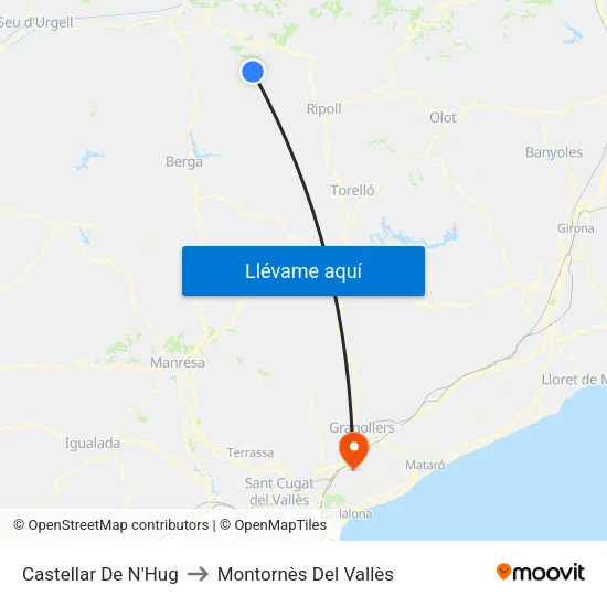 Castellar De N'Hug to Montornès Del Vallès map