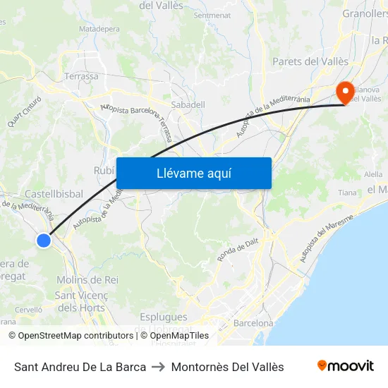Sant Andreu De La Barca to Montornès Del Vallès map