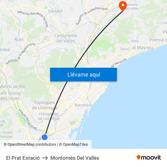 El Prat Estació to Montornès Del Vallès map