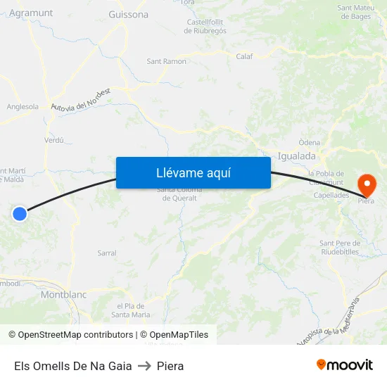 Els Omells De Na Gaia to Piera map