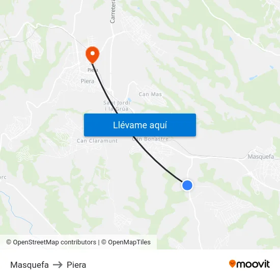 Masquefa to Piera map
