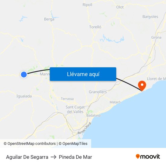 Aguilar De Segarra to Pineda De Mar map