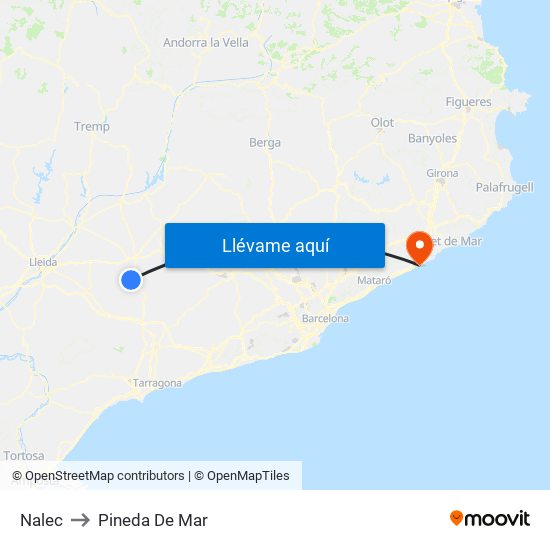 Nalec to Pineda De Mar map