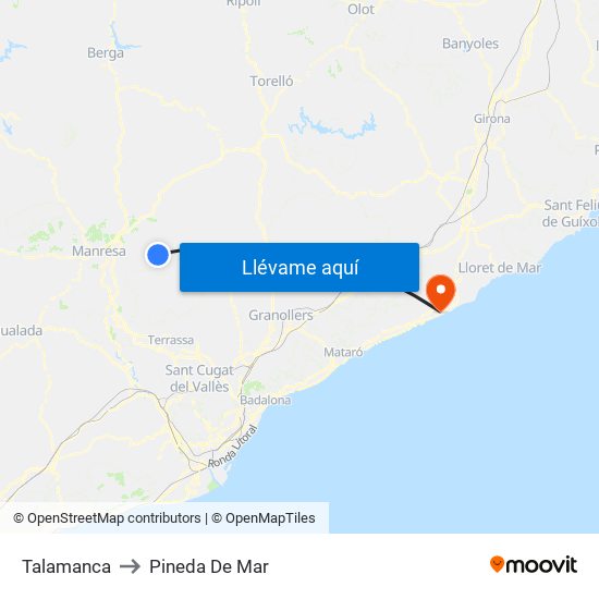 Talamanca to Pineda De Mar map