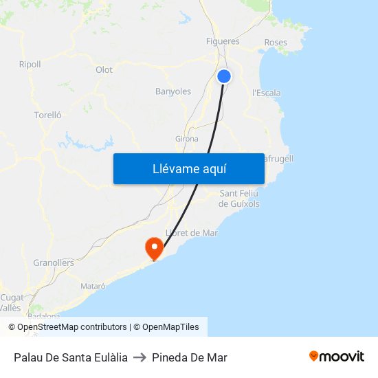 Palau De Santa Eulàlia to Pineda De Mar map